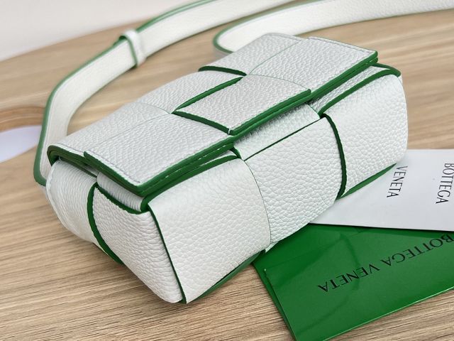 BV original grained calfskin mini cassette bag 666688 white&green