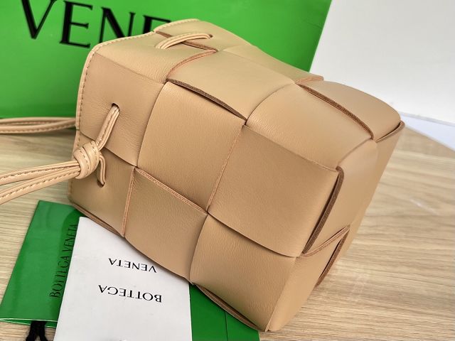 BV original lambskin cassette small bucket bag 680217 almond