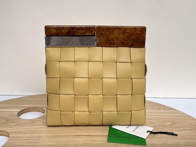 BV original lambskin square snap clutch bag 647747 cassava