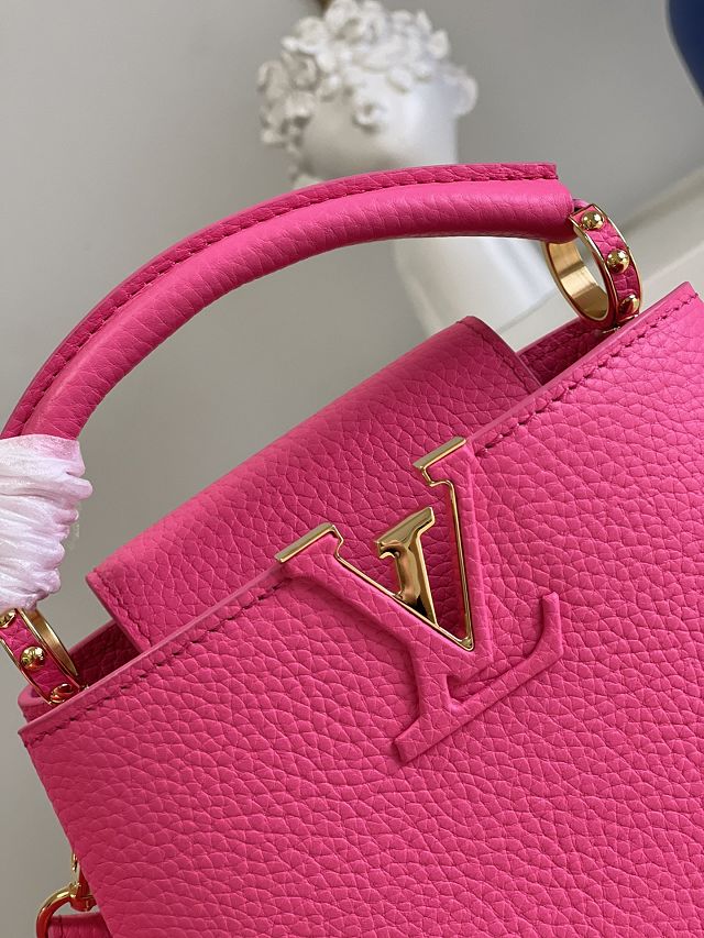 Louis vuitton original calfskin capucines mini handbag M20848 rose red