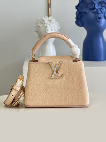 Louis vuitton original calfskin capucines mini handbag M59850 light yellow