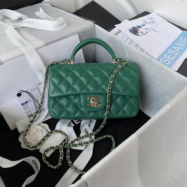 CC original lambskin top handle flap bag bag AS2431-2 green