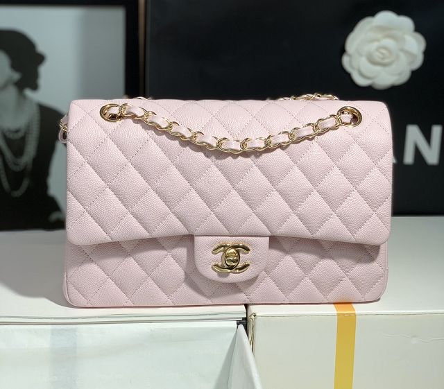 CC original grained calfskin medium flap bag A01112 light pink