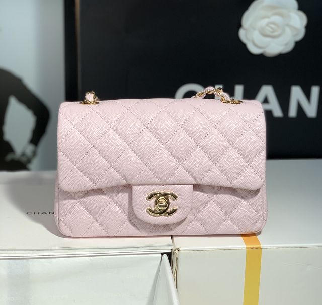 CC original grained calfskin mini flap bag A69900 light pink