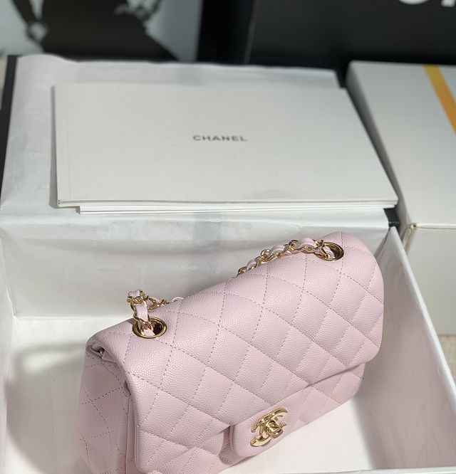 CC original grained calfskin mini flap bag A69900 light pink