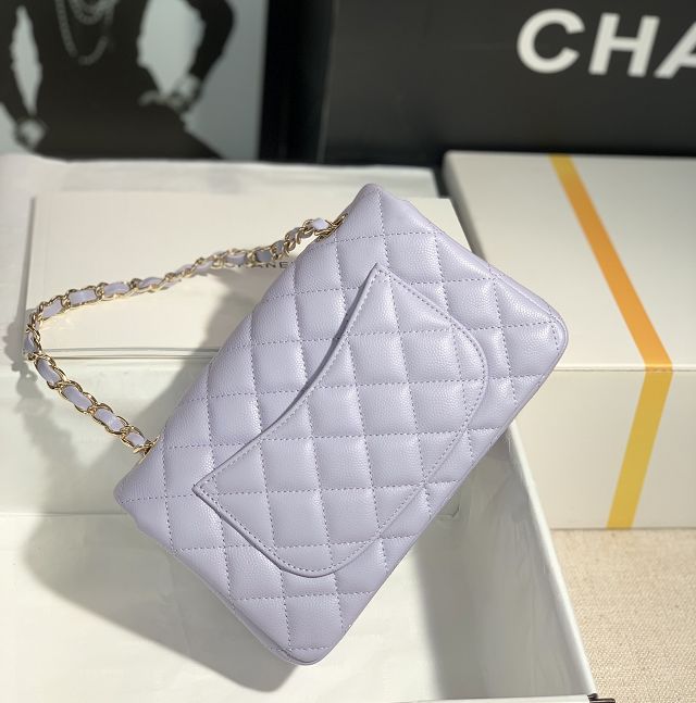 CC original grained calfskin mini flap bag A69900 light purple