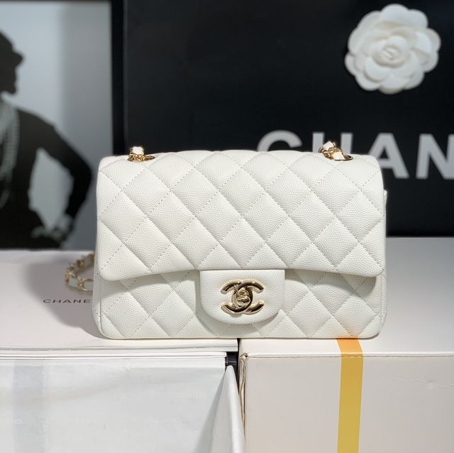 CC original grained calfskin mini flap bag A69900 white