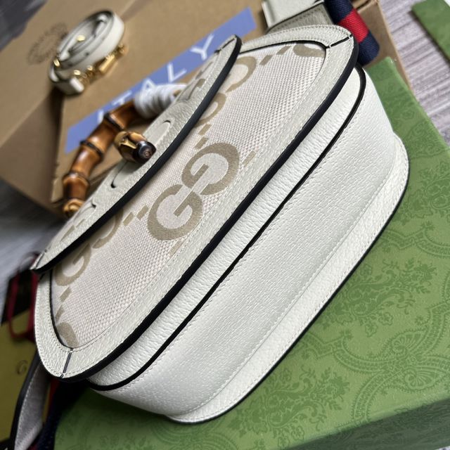 2022 GG original canvas small top handle bag 675797 white