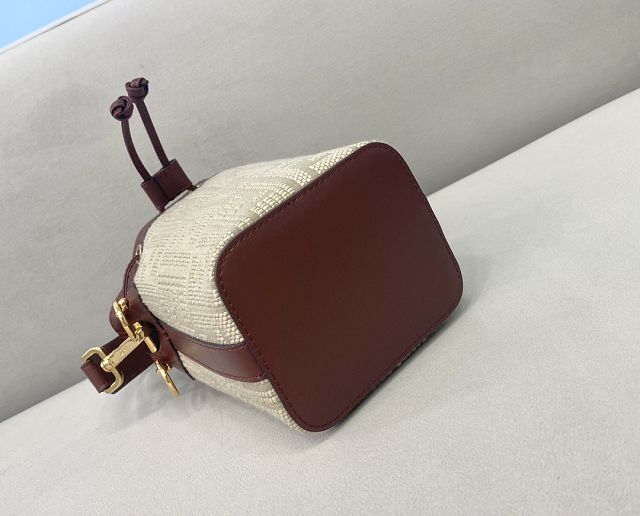 Fendi canvas small mon tresor bucket bag 8BS010 burgundy