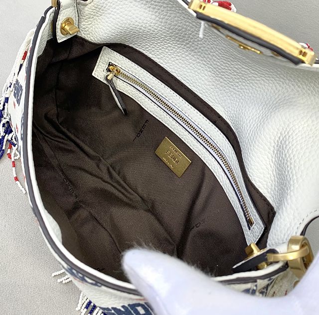 Fendi original calfskin medium baguette bag 8BR600-2 white