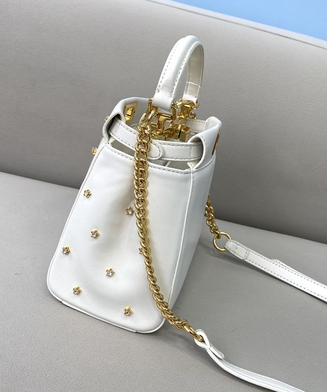 Fendi original calfskin mini peekaboo bag 8BN243-2 white