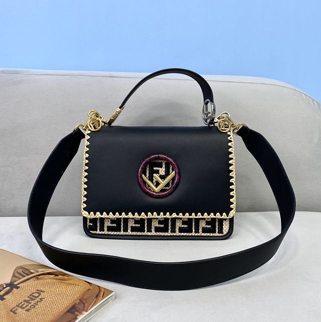 Fendi original calfskin kan I F bag 8BT284 black