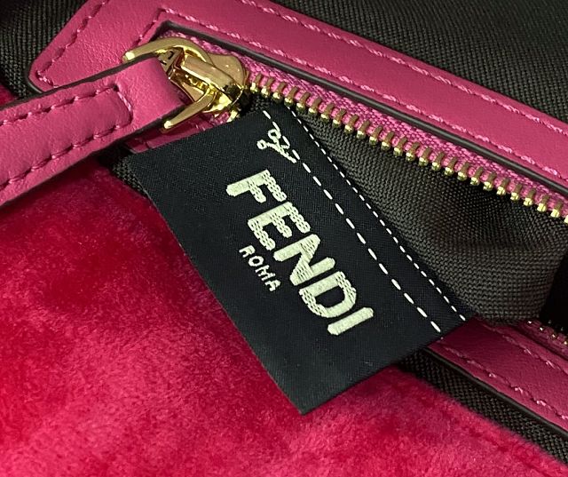 Fendi original velvet large baguette bag 8BR795 rose red