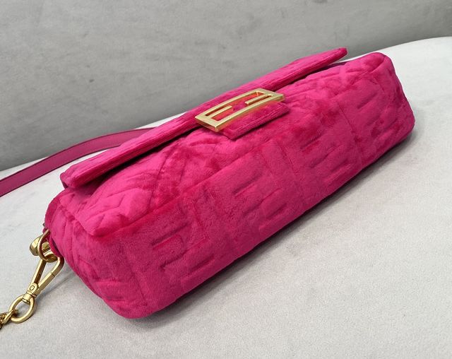 Fendi original velvet medium baguette bag 8BR600 rose red