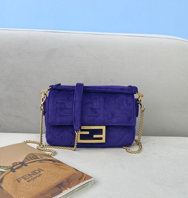 Fendi original velvet mini baguette bag 8BS017 blue