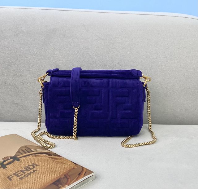 Fendi original velvet mini baguette bag 8BS017 blue