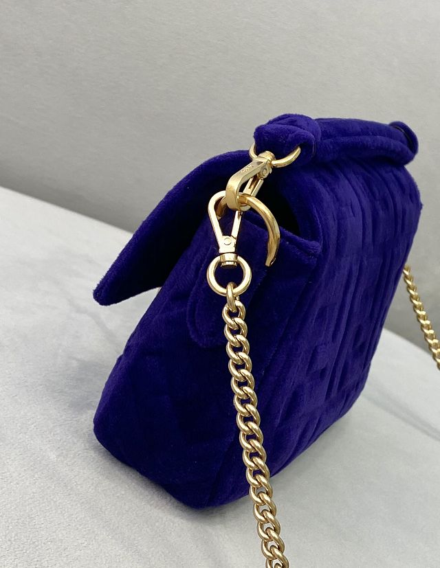 Fendi original velvet mini baguette bag 8BS017 blue