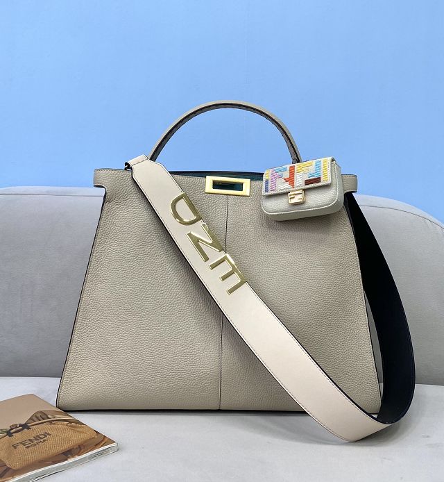 Fendi original calfskin large peekaboo Iseeu tote 7VA528 light grey