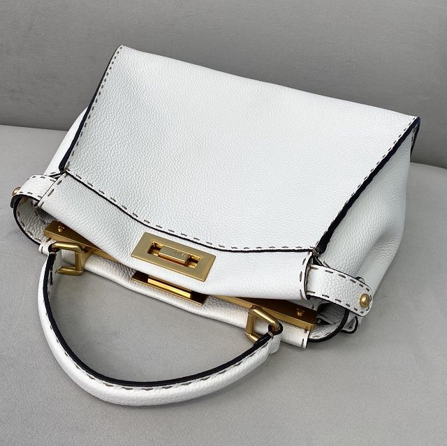 Fendi original grained calfskin medium peekaboo bag 8BN240-4 white