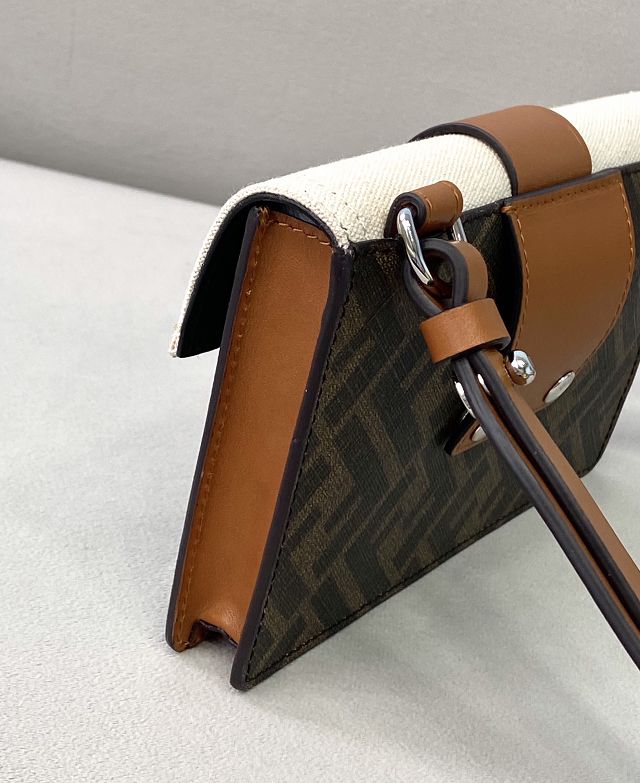 Fendi original canvas baguette pouch 7M0295 brown