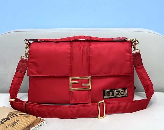 Fendi original nylon maxi baguette bag 8BR805 red