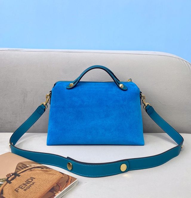 Fendi original suede medium by the way boston bag 8BL146 blue