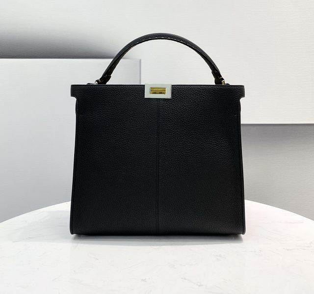 Fendi original grained calfskin medium peekaboo Iseeu tote 7VA527 black