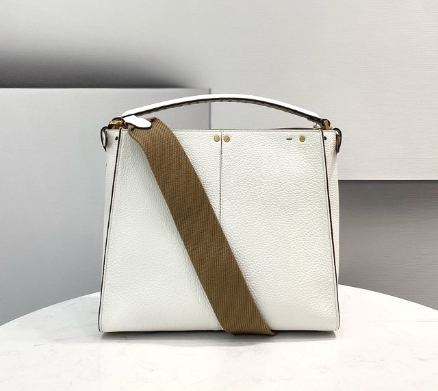 Fendi original grained calfskin medium peekaboo Iseeu tote 7VA527 white