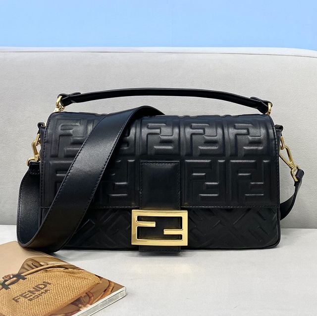 Fendi original lambskin large baguette bag 8BR795 black