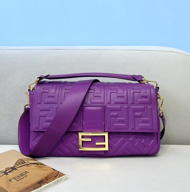 Fendi original lambskin large baguette bag 8BR795 purple