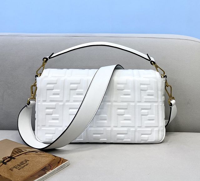 Fendi original lambskin large baguette bag 8BR795 white