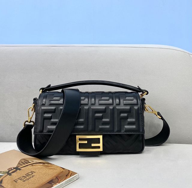 Fendi original lambskin medium baguette bag 8BR600 black