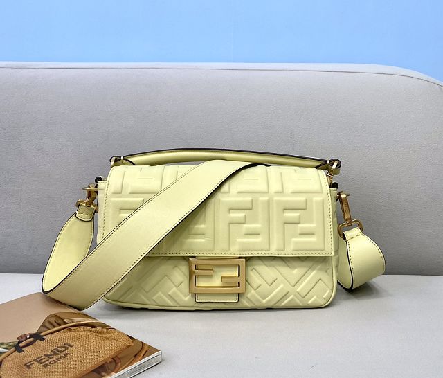 Fendi original lambskin medium baguette bag 8BR600 yellow