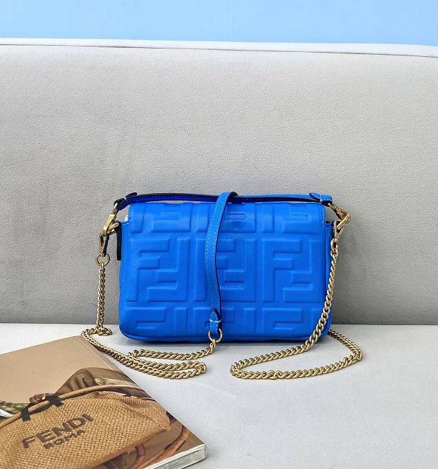 Fendi original lambskin mini baguette bag 8BS017 blue