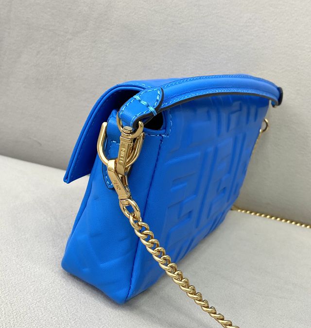 Fendi original lambskin mini baguette bag 8BS017 blue