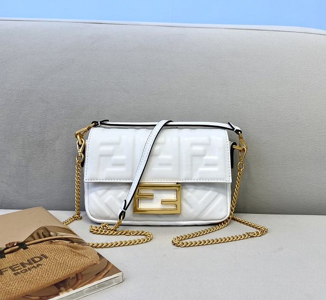 Fendi original lambskin mini baguette bag 8BS017 white