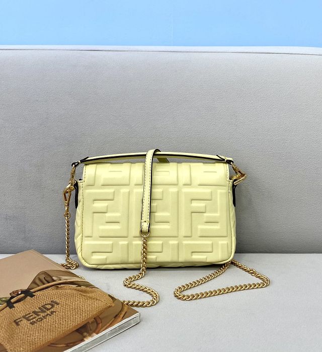 Fendi original lambskin mini baguette bag 8BS017 yellow