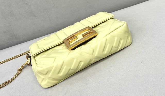 Fendi original lambskin mini baguette bag 8BS017 yellow