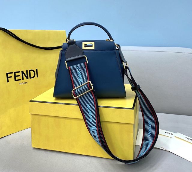 Fendi original lambskin small peekaboo bag 8BN244 navy blue