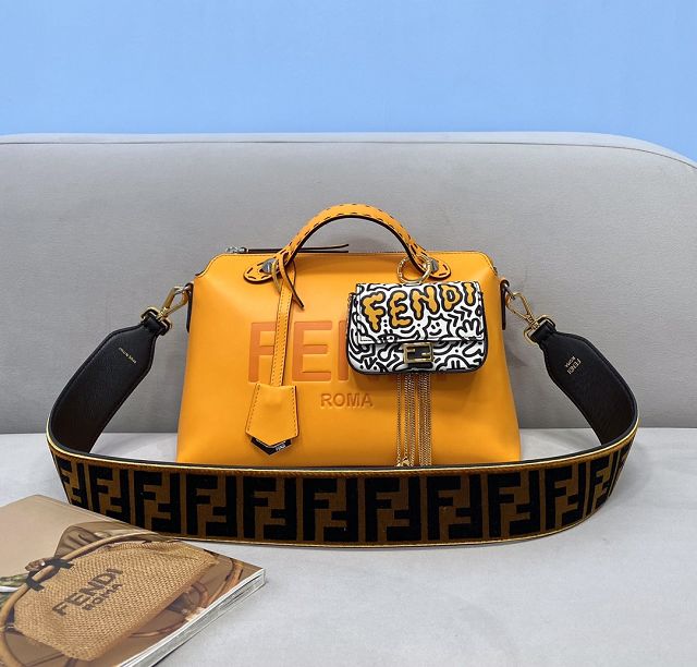 Fendi original calfskin medium by the way boston bag 8BL146 yellow