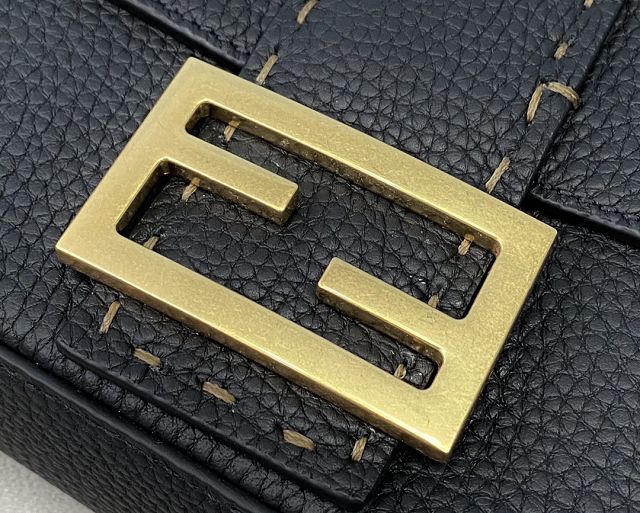 Fendi original grained calfskin medium baguette bag 8BR600 black