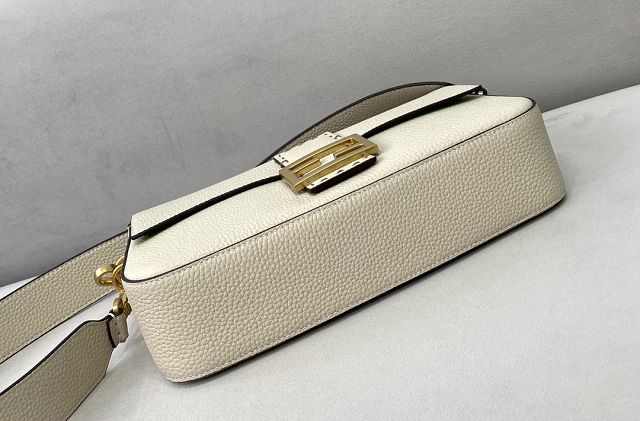 Fendi original grained calfskin medium baguette bag 8BR600 white