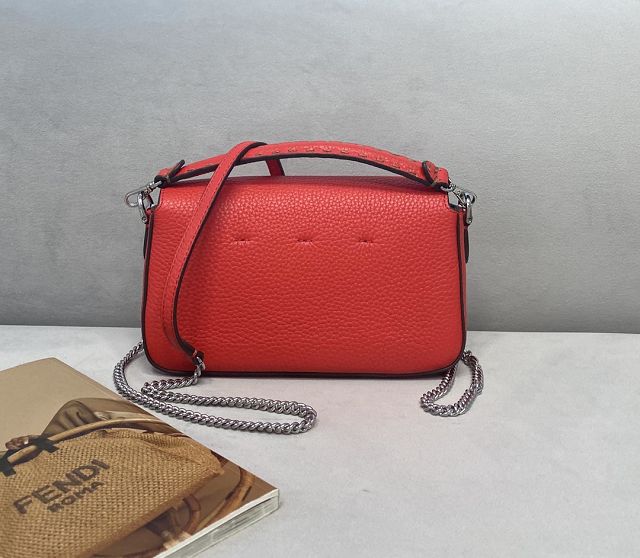 Fendi original grained calfskin mini baguette bag 8BS017 red