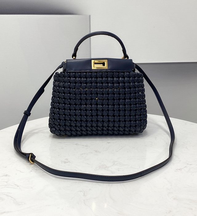 Fendi original lambskin small peekaboo bag 8BN244 navy blue