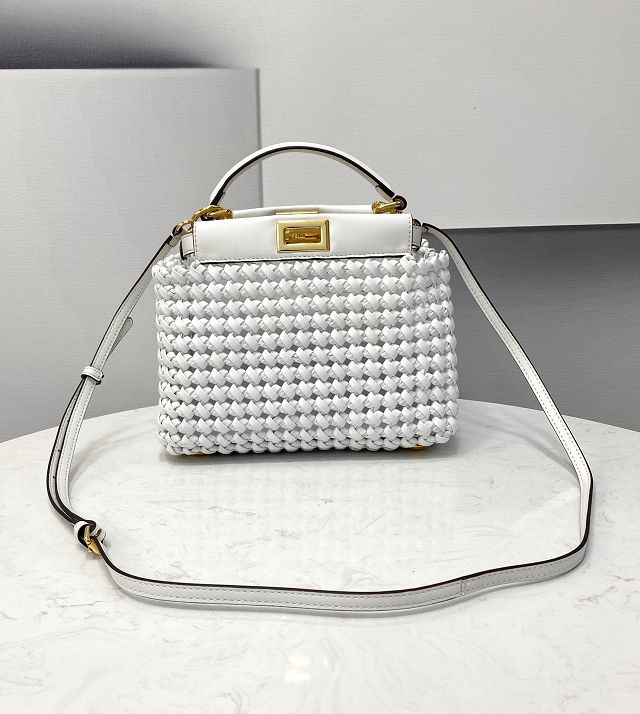 Fendi original lambskin small peekaboo bag 8BN244 white