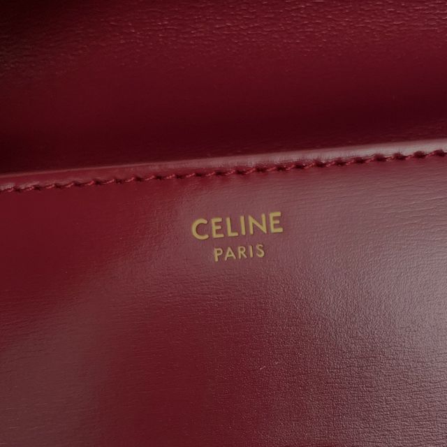 Celine original calfskin triomphe chain shoulder bag 197993 carmin