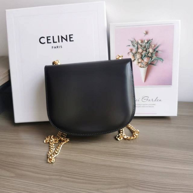 Celine original calfskin teen besace triomphe chain bag 110412 black