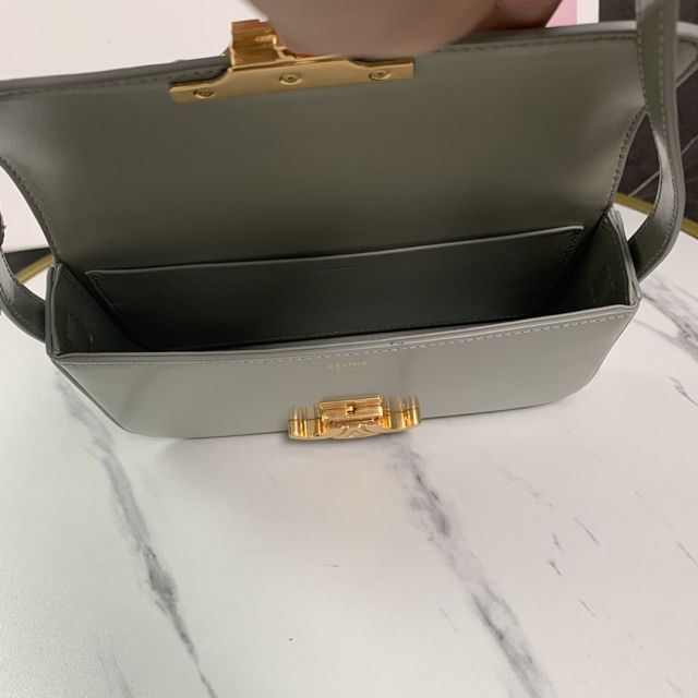 Celine original calfskin triomphe shoulder bag 194143 grey