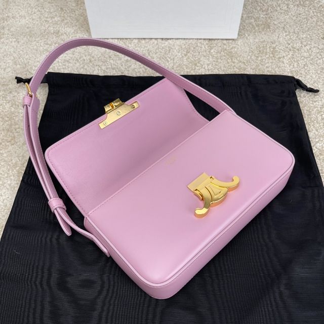 Celine original calfskin triomphe shoulder bag 194143 light purple