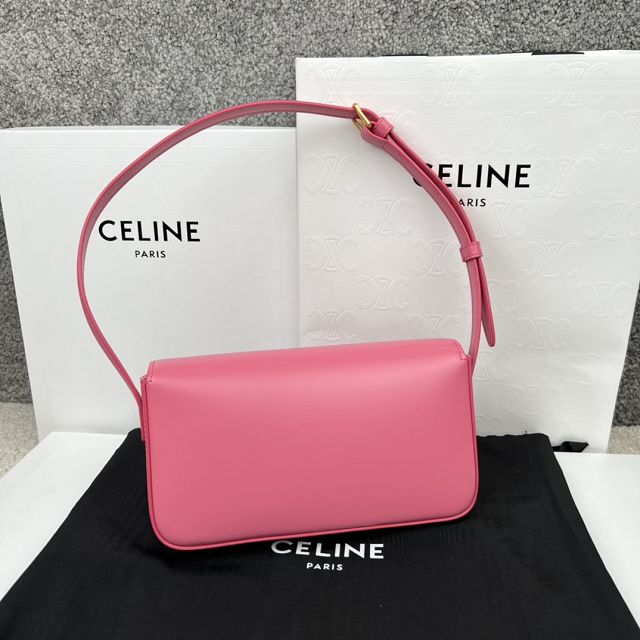 Celine original calfskin triomphe shoulder bag 194143 pink